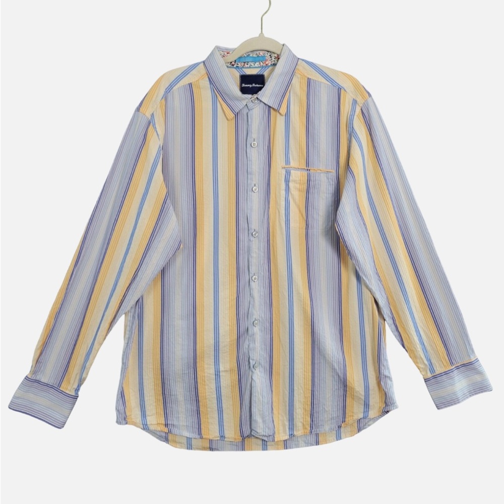 Tommy Bahama Blue and Cream Casual‎ Button Down Shirt